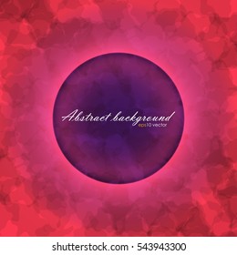 Glowing ring with colorful flow texture blue color and inscription inside on red abstract background