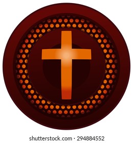 Glowing Round Cross Sign, Vector Illustration. 