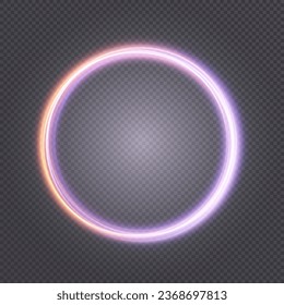 Glowing round frame of bright flowers on a transparent background. Vector