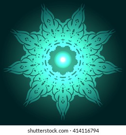 Glowing round pattern. Circular ornament design element.Shining Vector Mandala