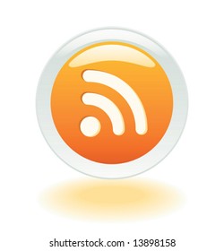 Glowing RSS Feeds button in Vector format