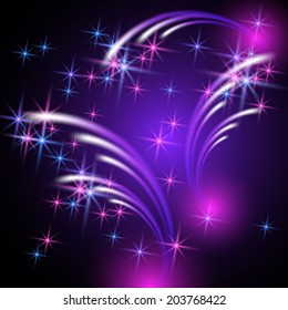 Glowing salute and firework with sparkle stars
