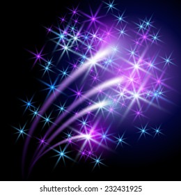 Glowing salute and firework with sparkle stars