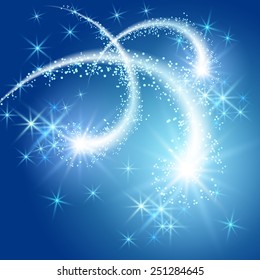Glowing salute and firework with sparkle stars