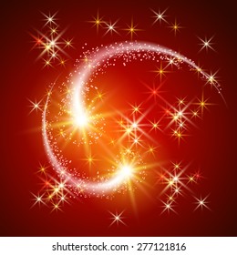Glowing salute and firework with sparkle stars