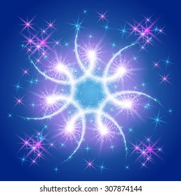 Glowing salute and firework with sparkle stars