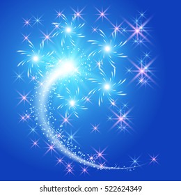 Glowing salute and firework with sparkle stars