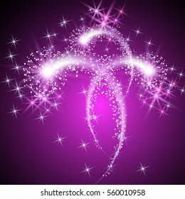 Glowing salute and firework with sparkle stars