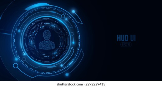 Glowing sci-fi HUD round for user account verification. UI design. Vector illustration. EPS 10