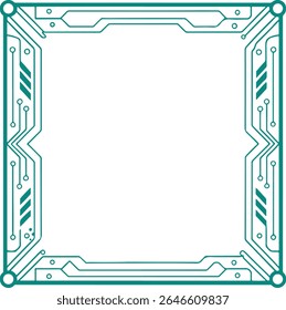 Glowing sci-fi interface frame with circuit inspired panels and futuristic elements suitable for technology presentation layouts cyber themed designs and more