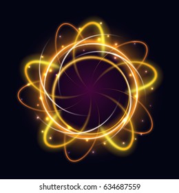 Glowing sci-fi interface HUD elements. Technology futuristic design, neon lights. Vector mystical background