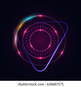 Glowing sci-fi interface HUD elements. Technology futuristic design, neon lights. Vector mystical background