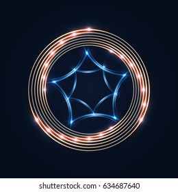 Glowing sci-fi interface HUD elements. Technology futuristic design, neon lights. Vector mystical background