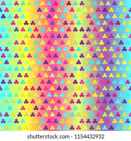 Glowing shamrock pattern. Seamless vector