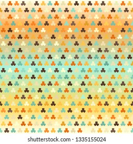 Glowing shamrock pattern. Seamless vector background
