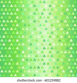 Glowing shamrock pattern. Seamless vector clover background