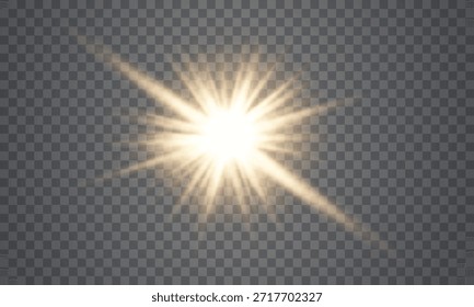 Glowing shine transparent light effect, White glowing light explosion effect. PNG ideal for realistic photo flare with shine ray glow, Sun flash with warm rays, and spotlight.