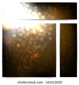 Glowing shiny brown christmas banners. Vector eps10.