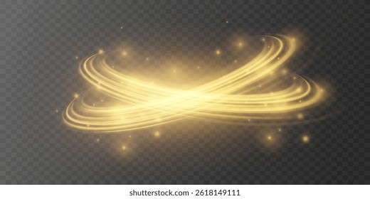 Glowing shiny effect of swirl and lines, sparkle of dust and light.