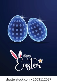 Glowing shiny eggs easter day vector poster