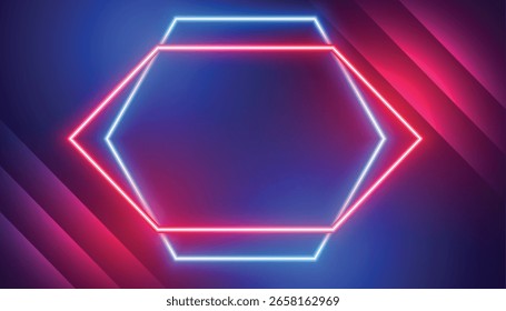 Fondo de marco geométrico brillante y brillante en Vector de estilo neón