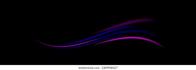 Glowing shiny lines effect vector background. Glowing blue speed lines. Light glowing effect. Abstract lines of motion. On a black background.