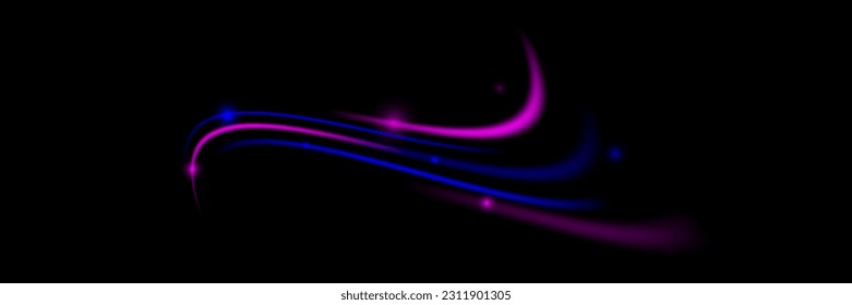Glowing shiny lines effect vector background. Glowing blue speed lines. Light glowing effect. Abstract lines of motion. On a black background.