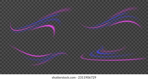 Glowing shiny lines effect vector background. Glowing blue speed lines. Light glowing effect. Abstract lines of motion. On a transparent background.