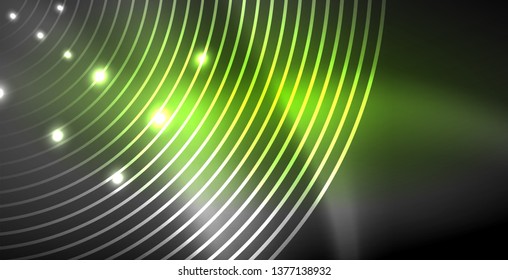 Glowing shiny neon colors with abstract lines, modern background. Vector magic illustration
