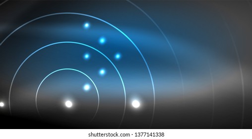 Glowing shiny neon colors with abstract lines, modern background. Vector magic illustration