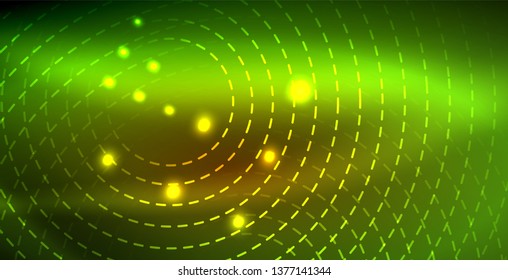 Glowing shiny neon colors with abstract lines, modern background. Vector magic illustration