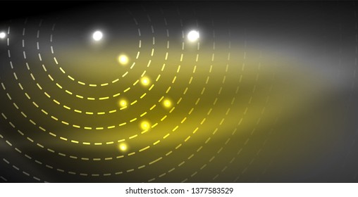 Glowing shiny neon colors with abstract lines, modern background. Vector magic illustration