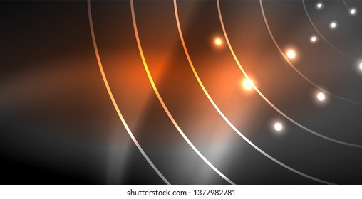 Glowing shiny neon colors with abstract lines, modern background. Vector magic illustration