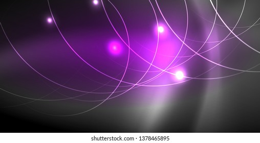 Glowing shiny neon colors with abstract lines, modern background. Vector magic illustration