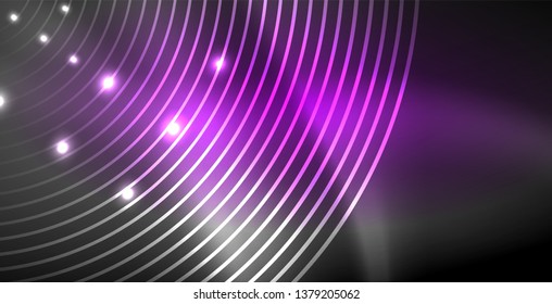 Glowing shiny neon colors with abstract lines, modern background. Vector magic illustration