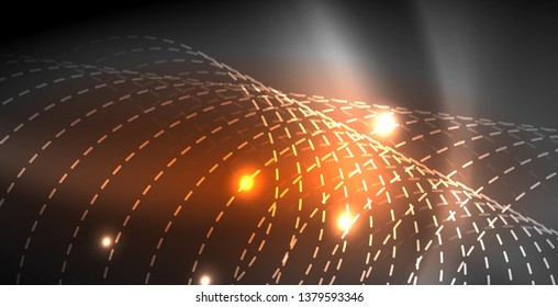 Glowing shiny neon colors with abstract lines, modern background. Vector magic illustration