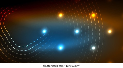 Glowing shiny neon colors with abstract lines, modern background. Vector magic illustration