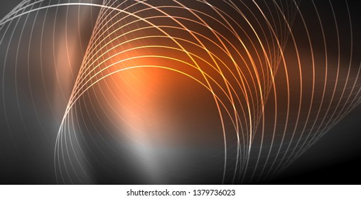 Glowing shiny neon colors with abstract lines, modern background. Vector magic illustration