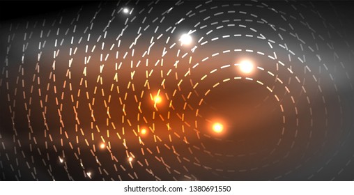 Glowing shiny neon colors with abstract lines, modern background. Vector magic illustration