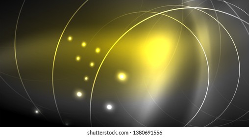 Glowing shiny neon colors with abstract lines, modern background. Vector magic illustration