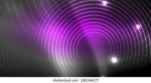 Glowing shiny neon colors with abstract lines, modern background. Vector magic illustration