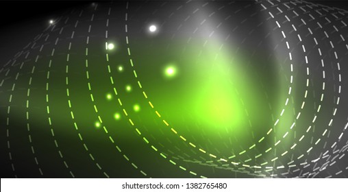 Glowing shiny neon colors with abstract lines, modern background. Vector magic illustration