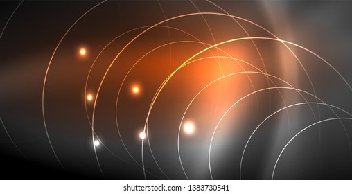 Glowing shiny neon colors with abstract lines, modern background. Vector magic illustration