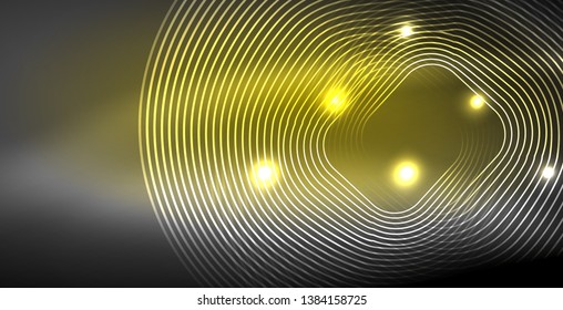 Glowing shiny neon colors with abstract lines, modern background. Vector magic illustration