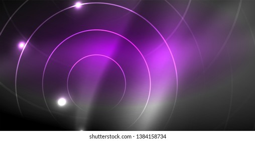 Glowing shiny neon colors with abstract lines, modern background. Vector magic illustration
