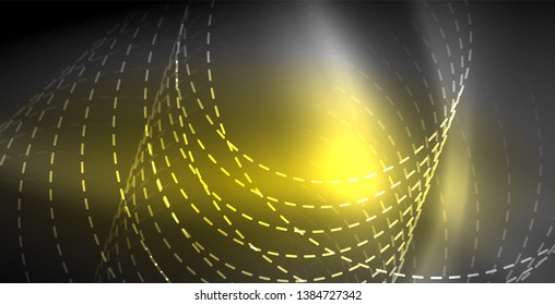 Glowing shiny neon colors with abstract lines, modern background. Vector magic illustration