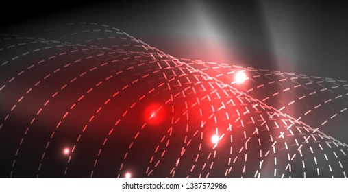 Glowing shiny neon colors with abstract lines, modern background. Vector magic illustration