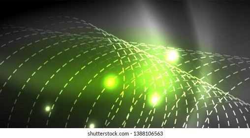 Glowing shiny neon colors with abstract lines, modern background. Vector magic illustration
