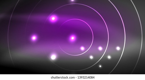 Glowing shiny neon colors with abstract lines, modern background. Vector magic illustration