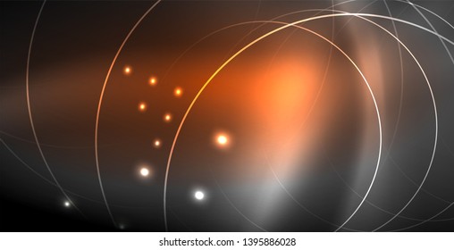 Glowing shiny neon colors with abstract lines, modern background. Vector magic illustration
